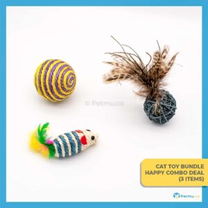 Petmu.co Best Value Cat Toys Combo Set A (Cat Teaser Toys with Bell, Set Mainan Kucing Murah) [3 Pcs]
