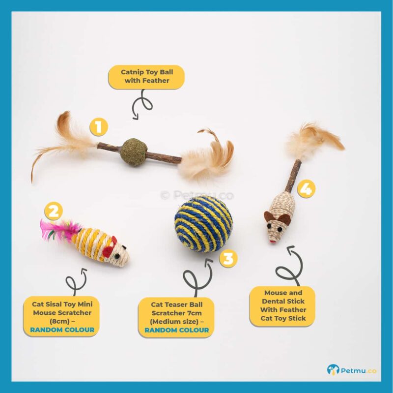 Petmu.co Best Value Cat Toys Combo Set C (Cat Teaser Toys with Bell, Set Mainan Kucing Murah) [4 Pcs] - Image 2