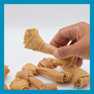 4" Pressed Bone / Knotted Bone Natural Rawhide Dog Bone Treat  & Chew For Dog  – Dog Dental Care