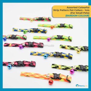 Petmu.co Assorted Colourful Stripe Pattern Style Pets Collar with Bell for Cats & Small Dogs, Kitten