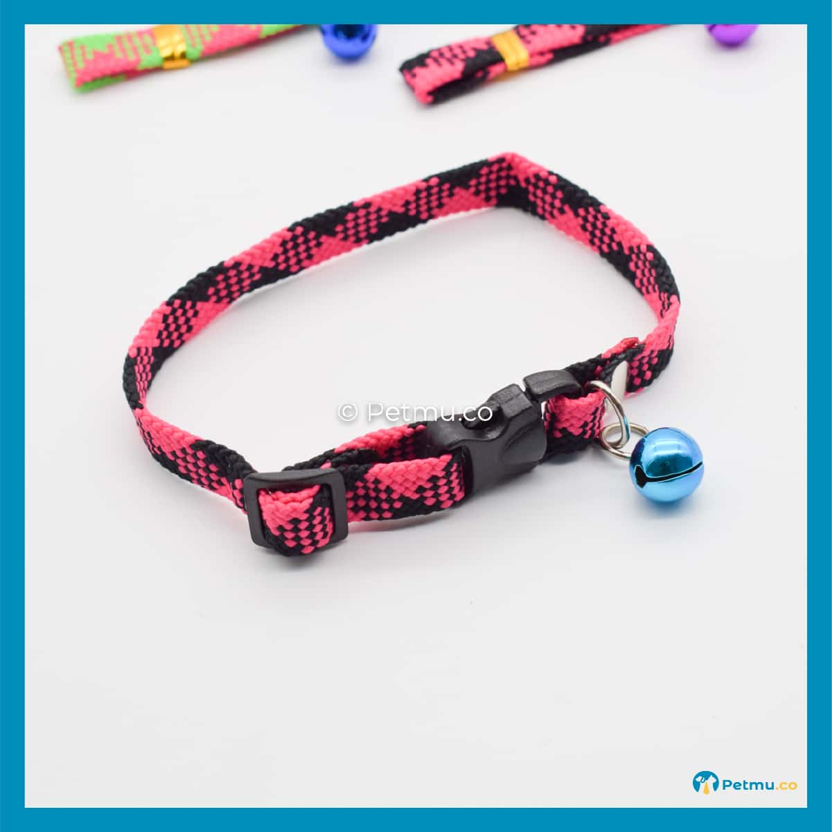 Petmu.co Assorted Colourful Stripe Pattern Style Pets Collar with Bell for Cats & Small Dogs, Kitten Rantai Kucing - Image 10