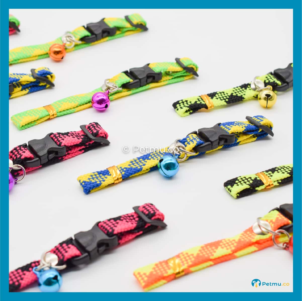 Petmu.co Assorted Colourful Stripe Pattern Style Pets Collar with Bell for Cats & Small Dogs, Kitten Rantai Kucing - Image 3