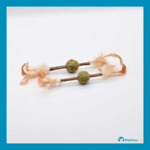 CT003-XM 2 Cat Toy Compressed Catnip Ball Stick With Feather