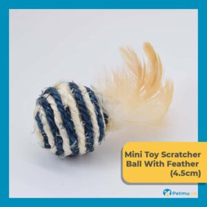 Cat Sisal Toy Mini Ball Scratcher With Feather (4.5cm)