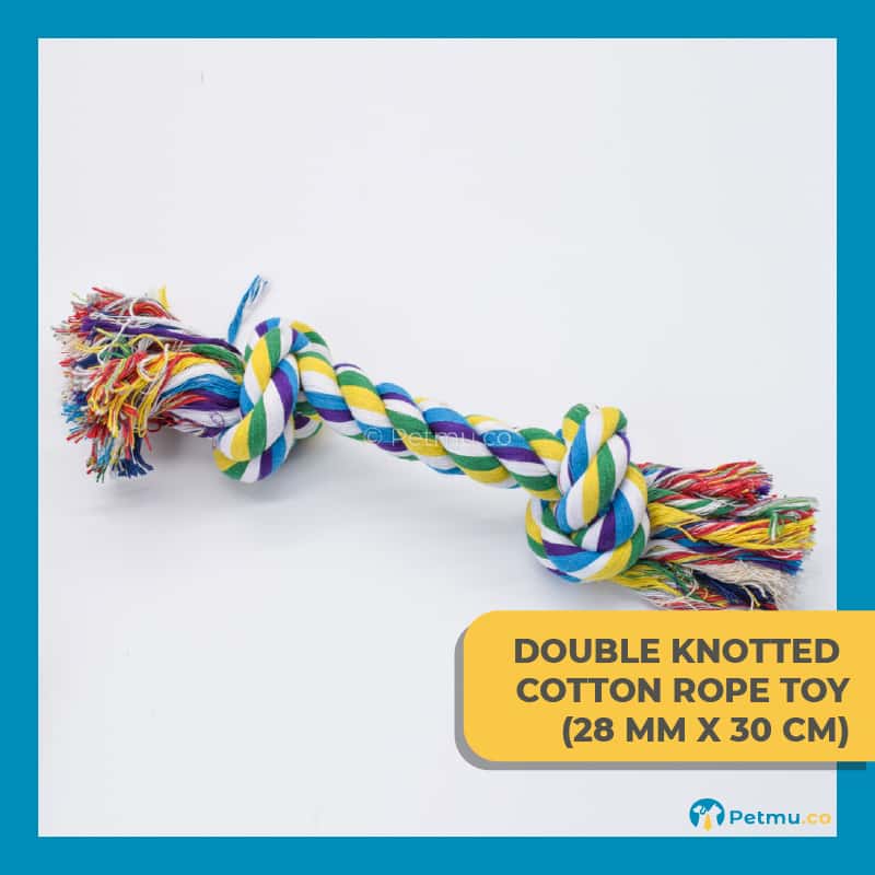 Colourful Double Knotted Cotton Dog Rope Toy (28MM X 30CM)