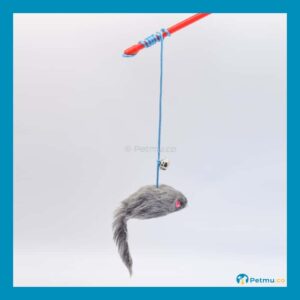 LF009-LF 3 Cat Stick with Mouse Cat Toy (50CM) - RANDOM COLOUR