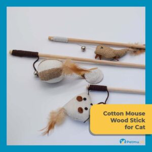 Natural Wood Stick With Cotton Plush Toy For Cat