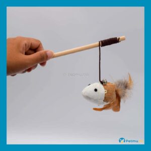 LF012-LF 2 Natural Wood Stick With Cotton Plush Toy For Cat
