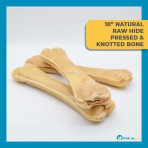 10" Pressed Bone/Knotted Bone Natural Rawhide Dog Bone Chew & Treat – Dog Dental Care
