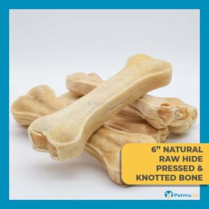 6" Pressed Bone / Knotted Bone Natural Rawhide Dog Bone Chew & Treat – Dog Dental Care