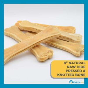 8" Pressed Bone / Knotted Bone Natural Rawhide Dog Bone Chew & Treat – Dog Dental Care